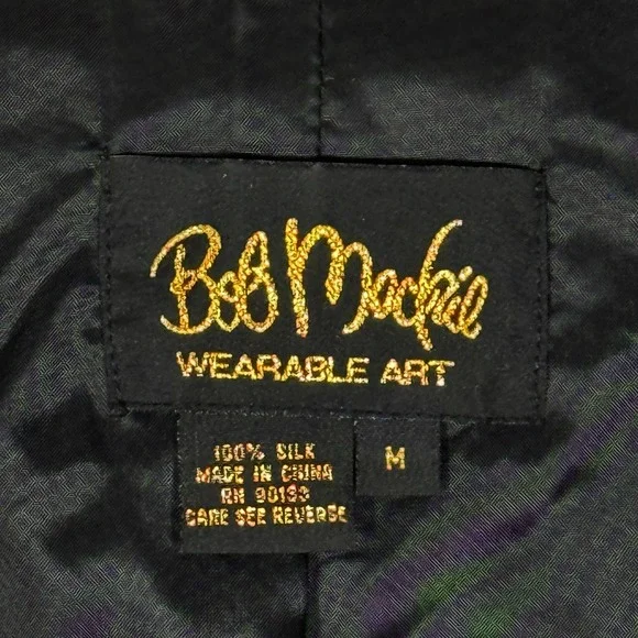 Bob Mackie Wearable Art Vintage Silk Ladybug Print Vest Black Red Gold Button M - Picture 4 of 7